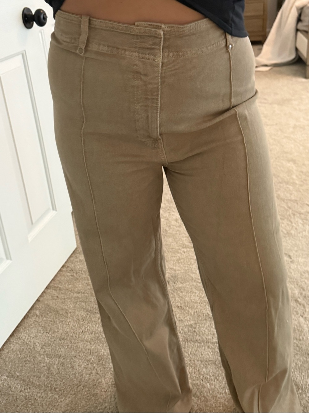 Zara women Tan Straight-Leg Pants